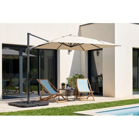 Ampelschirm 2,5 x 2,5 m NAVAGIO aus Aluminium - 360° drehbar und neigbar - Beige