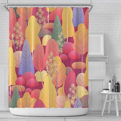 Rideau de douche imprimé numérique créatif d'automne, décoration de salle de bain, rideau de douche, rideau de salon (1/2)
