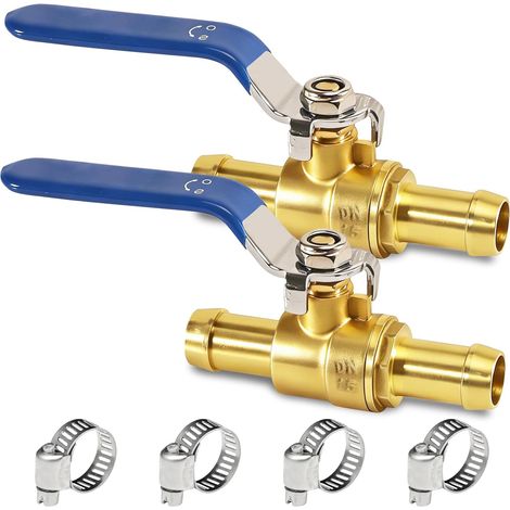 Lot de 2 mini vannes sphériques d'arrêt à 2 voies 19 mm en laiton (1/5)