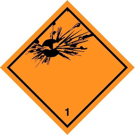 Etichetta in PVC di classe 1 per Materie e oggetti esplosivi ADR - Misura: 100mm x 100mm - Numero Pezzi: 500 Pezzi