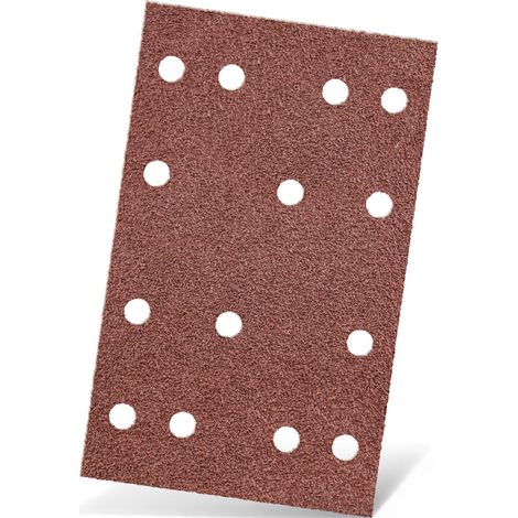 MENZER Red Carte abrasive velcrate, 133 x 80 mm, 14 fori, p. Levigatrici orbitali, Corindone normale (50 Pz.) G150