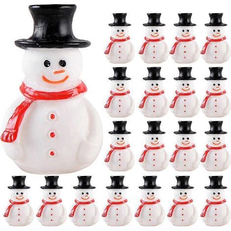 Set mit 20 Weihnachtsschneemannfiguren, Mini-Dekorationsschneemannstatuen – 2,8 x 1,8 x 1,8 cm (1/3)