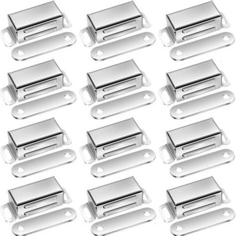 Kaelt - 12 Pcs Aimants de Porte Pour Armoire Fermeture Magnétique Extra Forte, Aimants pour Porte, Aimants pour Armoire Acier Inoxydable, Aimants pour Meuble, Loqueteau Magnétique (1/5)