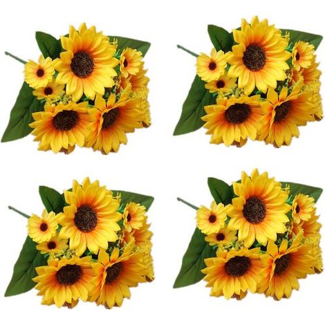 4 bouquets de tournesols artificiels d'extérieur résistants aux UV-AquaForge (1/5)