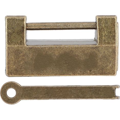 Coffret à bijoux ancien cadenas miniature en cuivre horizontal style chinois (1/5)