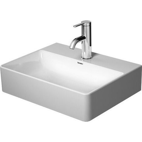 Lave-mains Duravit DURASQUARE sans trop pleinavec plage de robinettrie 450x350mm sans trou de robinetterie blanc
