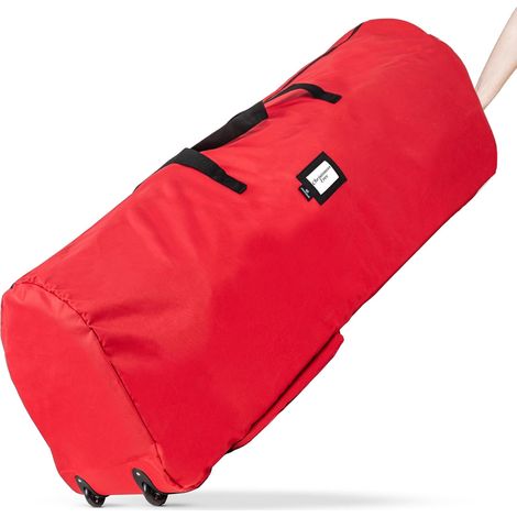 Sac de rangement pour sapin Noël à roulettes zippé étanche la poussière et l'humidité facile déplacer. . Rouge (1/4)