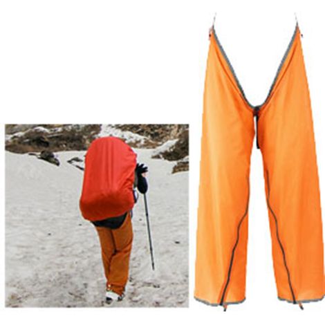 Pantalon de pluie imperméable, fermeture éclair latérale, léger et ajustable, adapté aux activités de plein air telles que la randonnée, orange. (1/5)