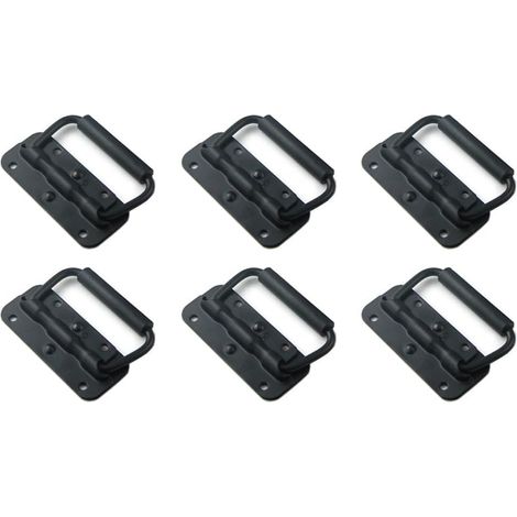Poignée à Ressort de Traction,6 pcs Poignée de Boîte à Ressort,Poignée de Caisse Pliable,Poignée de Flight Case,Poignée à ressort 100mm(Noir) (1/5)