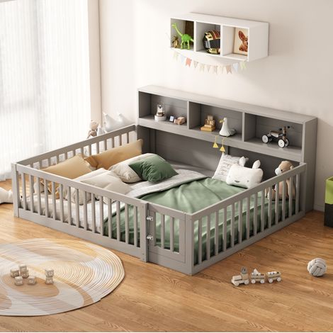 Bett Tagesbett Stauraum 140x200 Kiefer Grau HAVRYA (1/5)