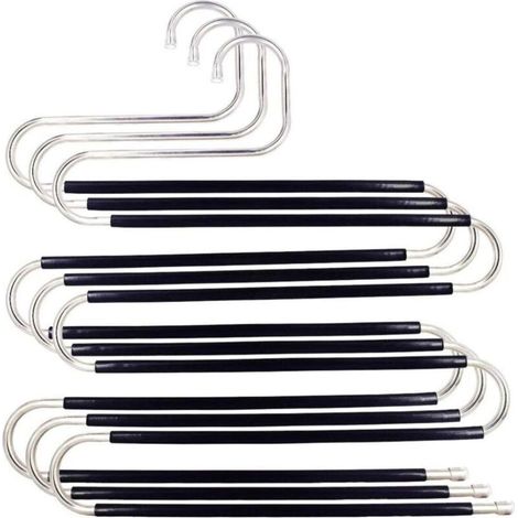 Cintres pour pantalons 3 pièces peu encombrants Type S cintres antidérapants écharpe jeans pantalons serviettes noir, Ensoleillé (1/5)