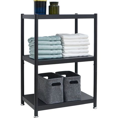 Industrial Design Metallregal 61x41x90 Standregal 3 Ebenen Metall Regal Schwarz