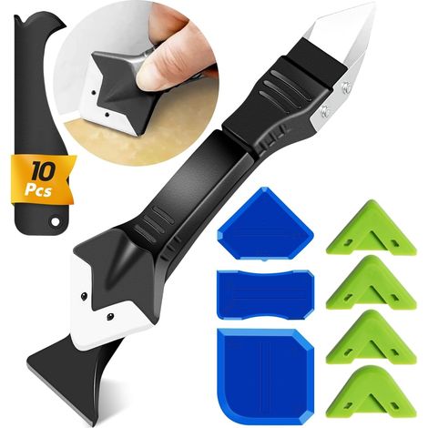 3 En 1 Kit De Calfeutrage En Silicone, Outil De Calfeutrage, Outils De Calfeutrage En Silicone, Grattoir A Coulis, Lisseur Joint Silicone, Pour Évier De Fenêtre Cuisine Salle De Bain (1/5)