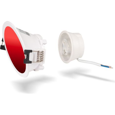 KIT Anneau downlight asymétrique rond Ø85mm + module LED MR16 5W - Blanc Chaud - Rouge