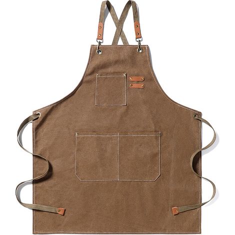 LAN Tablier de cuisine 68x76cm tablier barbecue réglable avec 3 poches, tablier pour homme, bretelles croisées, barbecue, restaurant, jardin, grill, café (1/3)