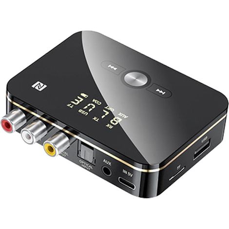 Récepteur audio RCA Bluetooth 5.0 M8 avec adaptateur audio sans fil AUX APTXLL 3,5 mm, prend en charge les fonctions microphone et NFC. (1/5)