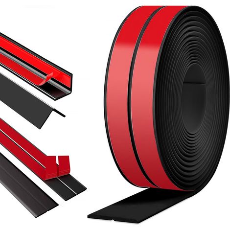 Protection des bords autocollante noire pour murs et portes, profilé d'angle 4 cm x 3,3 m, barre d'angle avec adhérence, facile à découper pour portes, fenêtres, murs, cuisine, carrelage (1/5)