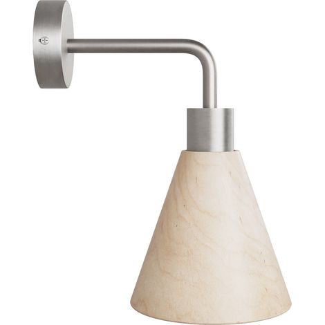 Lampe Fermaluce avec abat-jour conique en bois et extension incurvée