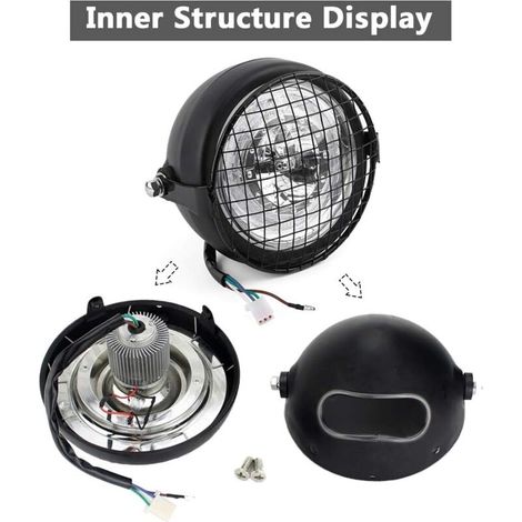 Faros para Motocicleta 6,5 Pulgadas, Faro Frontal de Alta Intensidad con Soporte de Montaje (1/4)