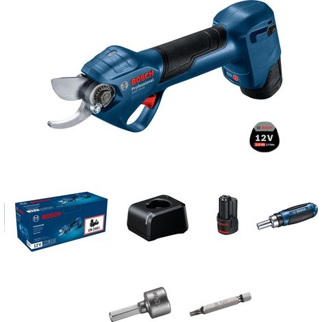 Bosch Professional 12V System GGP 12V-25 podadora (hasta 4500 cortes por carga, motor Brushless sin escobillas, cortes de 25 mm, con 2 baterías de 3,0 Ah)