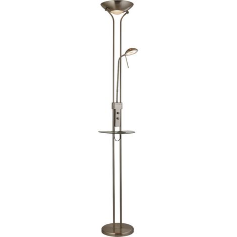 Lampadaire Etagere Wireless 18W LED Nickel Dépoli (1/3)