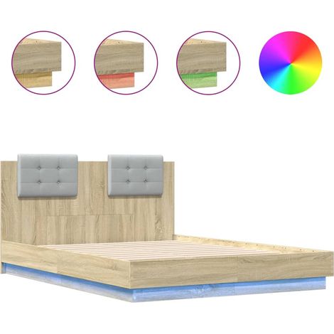 Maison Exclusive - Estructura de cama cabecero y luces LED roble