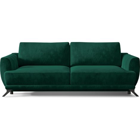 Canapé convertible en velours MAGY – Confort premium et pieds métal noir-Vert foncé (1/5)