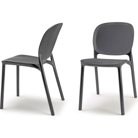 Chaise design, Chaise indoor / outdoor lot de 2 Hug Gris en Plastique, Scab design (1/4)