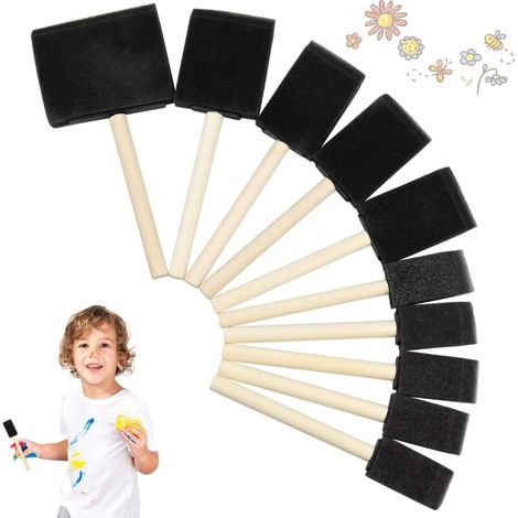 Pack de 10 Brosse éponge Peinture éponge écouvillon Brosse En Mousse Enfants Brosse En Mousse pour Arts Artisanat Peinture à L'aquarelle Art Accessoires-Fei Yu (1/5)