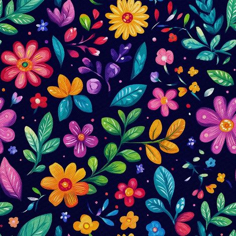 Outdoor dekostoffe oxford - Motiv Bunte Blumen DX18042 (1/5)