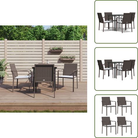 Sillas de jardín - vidaXL Juego comedor jardín 5 piezas y cojines ratán sintético y acero - Cojines para comedor