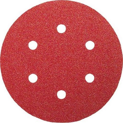 Lot de 5 Feuilles abrasives Diamètre 150 mm, Grain 180, 6 trous, Velcro pour Ponceuses excentriques