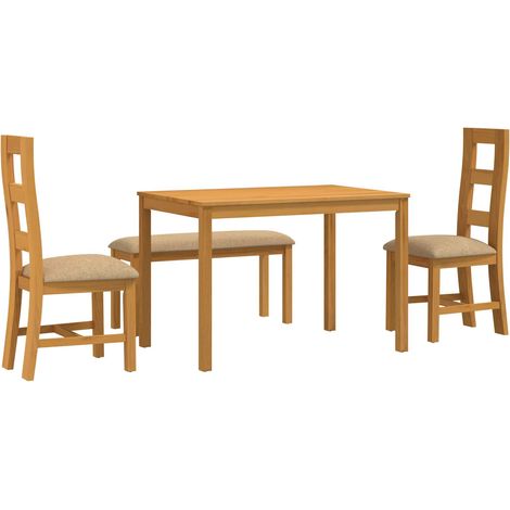 Ensemble de salle à manger 4 pc Beige Bois de chêne massif vidaXL (1/5)