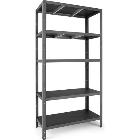 Scaffale a Incastro RAKO 100x40x187 cm 5 Ripiani Portata 80 kg in Metallo Grigio Scuro (1/5)