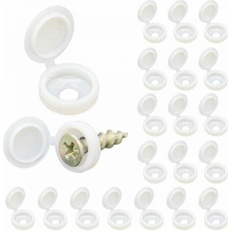 QORVA-Couvercle à Vis, 100 Bouchons à Vis en Plastique, Couvercle de Protection à Vis pour la Maison, les Meubles, Cache Vis pour les Murs(Blanc)