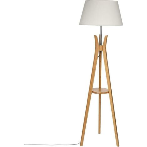 Lámpara de pie trípode 'Kalo' - bambú y blanco A. 156 cm - Atmosphera créateur d'intérieur