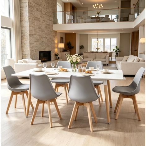 Conjunto de 6 sillas de comedor acolchadas gris HAVRYA (1/5)