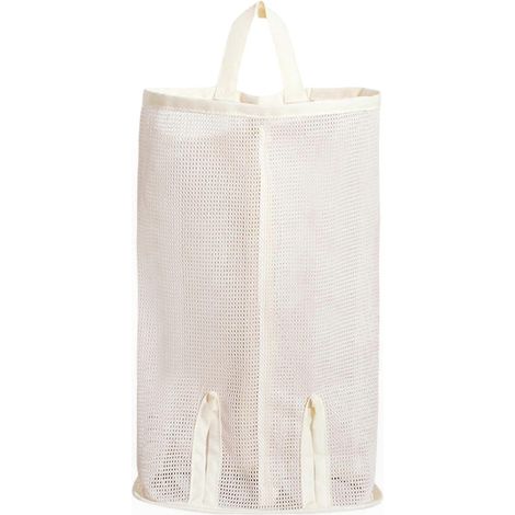 Sac à rangement suspendu à mailles pour fruits, légumes et oignons, tissu PVC polyester respirant, organisateur durable, design pratique pour cuisine. (1/5)