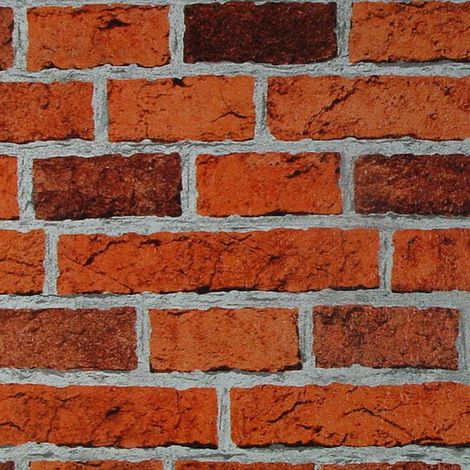 Textured Vinyl Brick Style Wallpaper Stones Slates Rustic Effect Embossed Red (1/2)