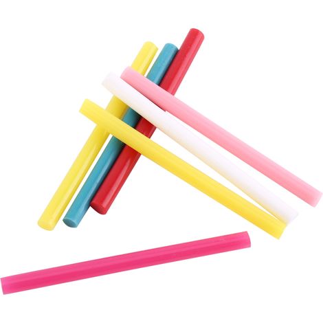 Kit de 14 bâtons de colle thermofusible de couleurs assorties pour loisirs créatifs et bricolage. (1/5)