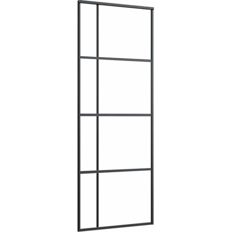 vidaXL Porta Scorrevole ESG Vetro e Alluminio 76x205 cm Nera