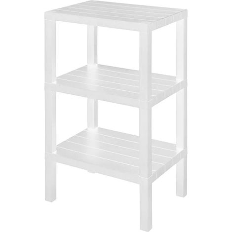 Scaffale bagno 3 ripiani bianco effetto legno in kit montaggio Buzz (1/4)