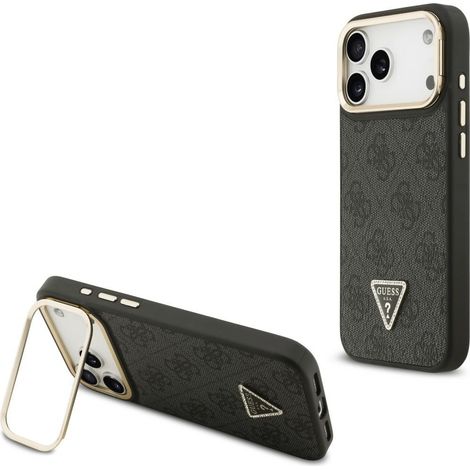 Funda Guess 4G PU con logo triangular y soporte para cámara MagSafe para iPhone 17 Pro Max, color negro. (1/5)