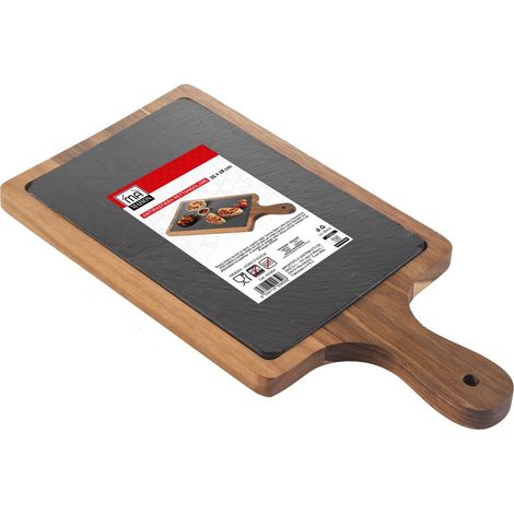 MAURY'S ANTIPASTIERA RETTANGOLARE IN ARDESIA E LEGNO 35X28 CM (1/2)