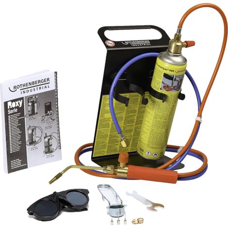 ROTHENBERGER Industrial Chalumeau oxyacétylénique et braseur Roxy Kit PLUS avec SET d'accessoires incluant MAXIGAS 600ml - 1000001272
