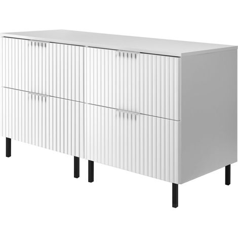 Mobile lavabo, Bianco, 120 (2 x 60) x 77 x 46 cm, maniglia argento, gambe nere + Piano (1/5)