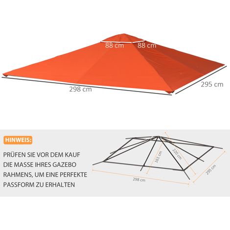 Toile de toit de pavillon 298 x 295 cm en polyester orange HAVRYA (1/4)
