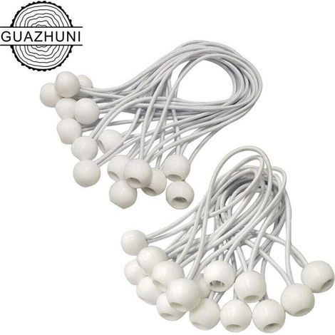 30-teiliges Set elastischer Bungee-Seile für Planen, Pavillons, Zelte, Vorhänge und Planenhalterungen (Weiß - 150 mm) (1/5)
