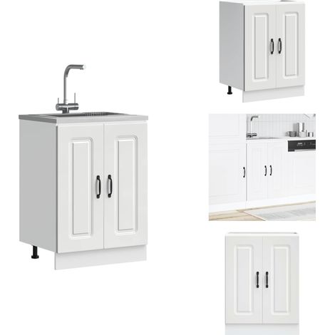 Meuble bas pour évier Kalmar blanc 60x46x81,5cm bois ingénierie - Meuble Bas D'évier - Meubles Bas D'évier - Meuble Bas De Cuisine - Meuble Bas De Cuisine Pour Évier (1/5)