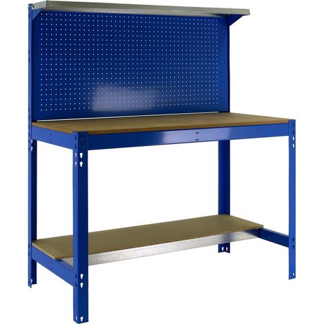 Simon Rack Banco da lavoro per officina, capacità di carico 400 kg, 1445x910x610 mm, tavolo da lavoro fai da te, Blu/Legno - BT3 (1/5)